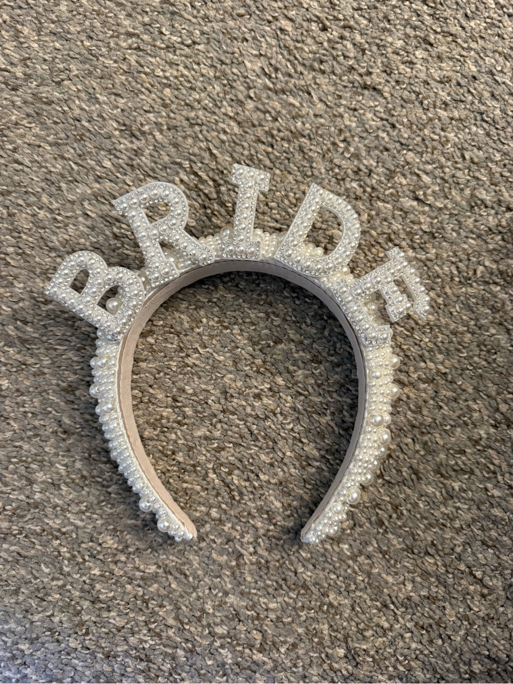 Pearl "BRIDE" Headband - White Bridal Hair Accessory